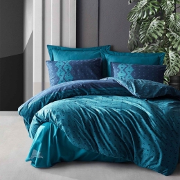 Κουβερλί Drip (Σετ 3τμχ) Blue Madi Υπέρδιπλο 220x240cm 100% Βαμβάκι