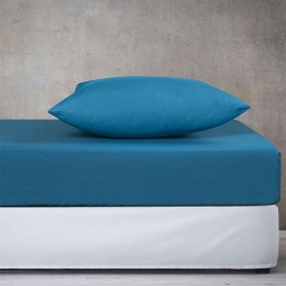 Σεντόνι Με Λάστιχο Monochrome Petrol Madi Υπέρδιπλο 160x230cm 100% Βαμβάκι