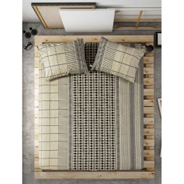 Σεντόνια Land Με Λάστιχο (Σετ 4τμχ) Beige Madi Υπέρδιπλο 160x230cm 100% Βαμβάκι