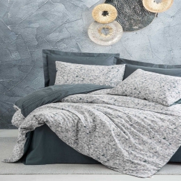 Κουβερλί Gusty (Σετ 3τμχ) Grey Madi Υπέρδιπλο 220x240cm 100% Βαμβάκι