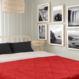 Κουβερτοπάπλωμα Chill Red-Beige Madi Υπέρδιπλο 220x240cm Flannel