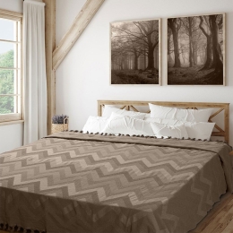 Κουβέρτα Golwe Πικέ Ζακάρ Brown Madi Υπέρδιπλο 220x240cm 100% Βαμβάκι