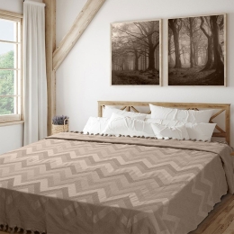 Κουβέρτα Golwe Πικέ Ζακάρ Beige Madi Υπέρδιπλο 220x240cm 100% Βαμβάκι