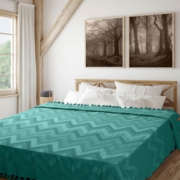 Κουβέρτα Golwe Πικέ Ζακάρ Petrol Madi Υπέρδιπλο 220x240cm 100% Βαμβάκι