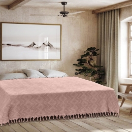 Κουβέρτα Tifoon Πικέ Ζακάρ Pink Madi Υπέρδιπλο 220x240cm 100% Βαμβάκι
