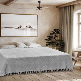 Κουβέρτα Tifoon Πικέ Ζακάρ Grey Madi Υπέρδιπλο 220x240cm 100% Βαμβάκι