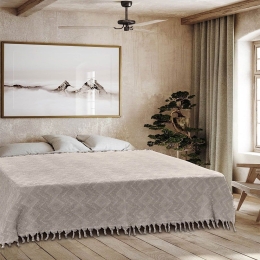 Κουβέρτα Tifoon Πικέ Ζακάρ Beige Madi Υπέρδιπλο 220x240cm 100% Βαμβάκι