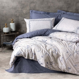 Κουβερλί Blom (Σετ 3τμχ) Grey-Blue Madi Υπέρδιπλο 220x240cm 100% Βαμβάκι