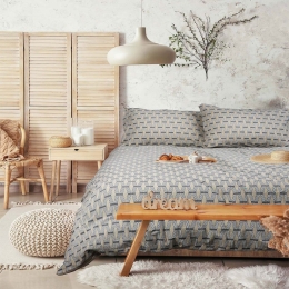 Πάπλωμα Bands (Σετ 4τμχ) Beige Madi Υπέρδιπλο 220x240cm Βαμβάκι-Πολυέστερ