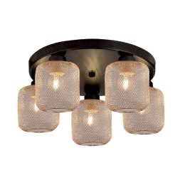 Φωτιστικό Οροφής - Πλαφονιέρα Loren 4165400 Gold-Black Viokef Μέταλλο,Γυαλί