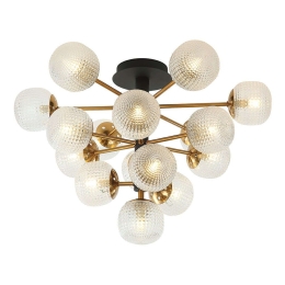 Φωτιστικό Οροφής - Πλαφονιέρα Naysika 4239200 Black-Gold Viokef Μέταλλο,Γυαλί