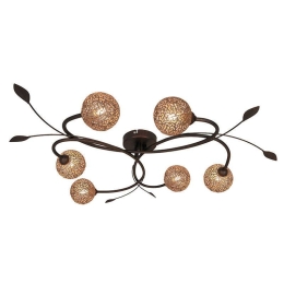 Φωτιστικό Οροφής - Πλαφονιέρα Sissy 4192900 Gold-Brown Viokef Μέταλλο,Γυαλί
