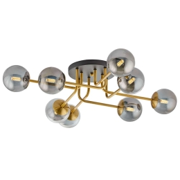 Φωτιστικό Οροφής - Πλαφονιέρα Fiore 4254500 G9 Gold-Black Viokef Μέταλλο,Γυαλί