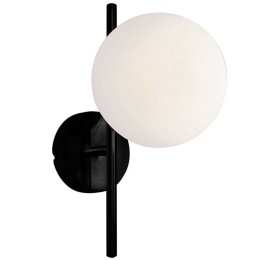 Φωτιστικό Τοίχου - Απλίκα Floris 4260100 E27 White-Black Viokef Μέταλλο,Γυαλί