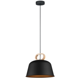 Φωτιστικό Οροφής Clip 4266801 33x173,5cm 1xE27 40W Black-Natural Viokef Ατσάλι,Ξύλο