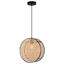 Φωτιστικό Οροφής Gheisa 4267800 30x133,5cm 1xE27 40W Natural-Black Viokef Rattan,Ατσάλι