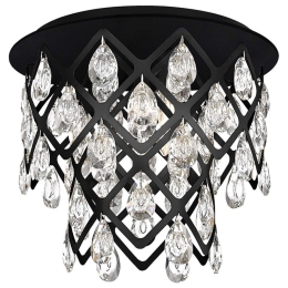 Φωτιστικό Οροφής - Πλαφονιέρα Dominic 4264700 42x33cm 3xE14 40W Clear-Black Viokef Ατσάλι,Γυαλί