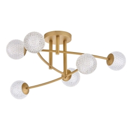 Φωτιστικό Οροφής - Πλαφονιέρα Diamond 4267300 83x28cm 6xG9 3W Clear-Gold Viokef Ακρυλικό,Ατσάλι