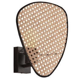 Φωτιστικό Τοίχου - Απλίκα Gheisa 4267900 15x30cm 1xE27 40W Natural-Black Viokef Rattan,Ατσάλι