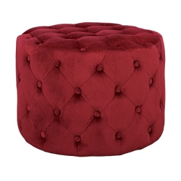 ΣΚΑΜΠΟ KASSIE ΚΟΚΚΙΝΟ ΒΕΛΟΥΔΟ ΤΥΠΟΥ CHESTERFIELD HM8406.06 Φ60X43Υ εκ.