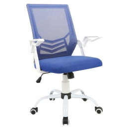 Πολυθρόνα Γραφείου BS1400-W Λευκό-Μπλε 01.0179 61X56.5X92-102εκ.