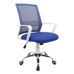 Πολυθρόνα Γραφείου BS1600-W Λευκό-Μπλε 01.0165 60X57X96-103εκ.