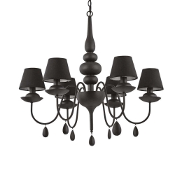 Φωτιστικό Οροφής-Πολυέλαιος Blanche 111872 78x80/186cm 6xE14 40W Black Ideal Lux