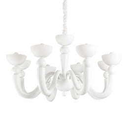 Φωτιστικό Οροφής-Πολυέλαιος Bon bon 094007 95,5x 75/140cm 8xE14 40W White Ideal Lux