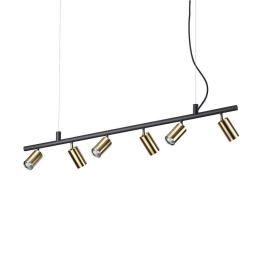 Φωτιστικό Οροφής-Ράγα Dynamite 244648 115,5x16,5/225x5,5cm 6xGU10 28W Gold-Black Ideal Lux
