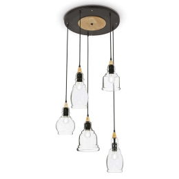 Φωτιστικό Οροφής Gretel 103174 50x55/132,5cm 5xE27 60W Clear-Black Ideal Lux