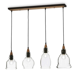 Φωτιστικό Οροφής-Ράγα Gretel 122557 82x50/131x25cm 4xE27 60W Clear-Black Ideal Lux