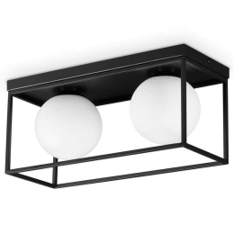 Φωτιστικό Οροφής - Πλαφονιέρα Lingotto 304137 45,5x18,5x21,5cm 2xE14 28W Black Ideal Lux
