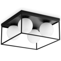 Φωτιστικό Οροφής - Πλαφονιέρα Lingotto 327860 45,5x45,5x21,5cm 4xE14 28W Black Ideal Lux