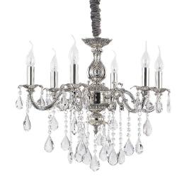 Φωτιστικό Οροφής-Πολυέλαιος Impero 002408 60x50/150cm 6xE14 40W Silver Ideal Lux