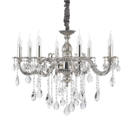 Φωτιστικό Οροφής-Πολυέλαιος Impero 014395 75x56/150cm 8xE14 40W Silver Ideal Lux