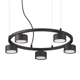 Φωτιστικό Οροφής Minor Round 235516 50x10/219cm 5xGX53 15W Black Ideal Lux