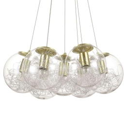 Φωτιστικό Οροφής Mapa Sat 176000 60x34/140cm 7xE27 60W Brass Ideal Lux