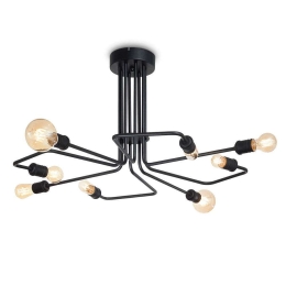 Φωτιστικό Οροφής-Πλαφονιέρα Triumph 242378 92x41,5cm 8xE27 60W Black Ideal Lux