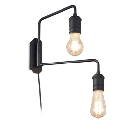 Φωτιστικό Τοίχου-Απλίκα Triumph 242385 5x29x31cm 2xE27 60W Black Ideal Lux
