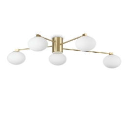 Φωτιστικό Οροφής - Πλαφονιέρα Hermes 288277 Φ90x20cm 5xG9 28W Brass Ideal Lux