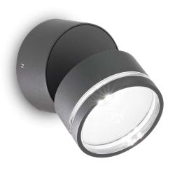 Φωτιστικό Τοίχου - Απλίκα Omega Round 285450 9x8,5cm LED 7W 3000K 610Lm Anthracite Ideal Lux