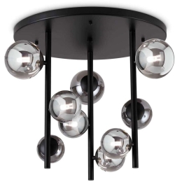 Φωτιστικό Οροφής - Πλαφονιέρα Perlage 328416 Φ55x50cm 9xG9 15W Black Ideal Lux