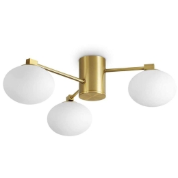 Φωτιστικό Οροφής - Πλαφονιέρα Hermes 317007 Φ60x18cm 3xG9 28W Brass-White Ideal Lux