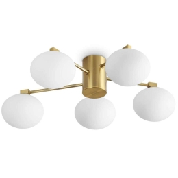 Φωτιστικό Οροφής - Πλαφονιέρα Hermes 316697 Φ60x18cm 5xG9 28W Brass-White Ideal Lux