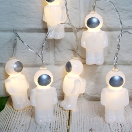 Φωτιστικό Γιρλάντα Με Μπαταρία "Silicone Plastic Spacemen" X05101110 10Led 135+30cm White Aca