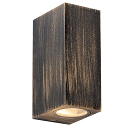Φωτιστικό Τοίχου - Απλίκα LG2204GU10GB 6,8x15cm 2xGU10 35W IP65 Black-Gold Aca Αλουμίνιο,Γυαλί