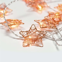 Χριστουγεννιάτικα Λαμπάκια Σειρά Metal Stars 10 Led X061011331 135+30cm 0,45W Με Μπαταρία & Χρονοδιακόπτη Bronze Aca