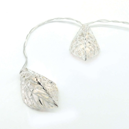 Χριστουγεννιάτικα Λαμπάκια Σειρά Metal Leaves 10 Led X061011251 135+30cm 0,45W Με Μπαταρία Silver Aca