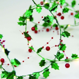 Χριστουγεννιάτικα Λαμπάκια Σειρά Mistletoe Berries Garland 20 Led X05201121 180+30cm 1,8W Με Μπαταρίες Green-Red Aca