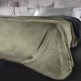 Κουβέρτα Velvet (Σετ 2τμχ) Khaki Guy Laroche Υπέρδιπλo 220x240cm 100% Βαμβακερή Φανέλα